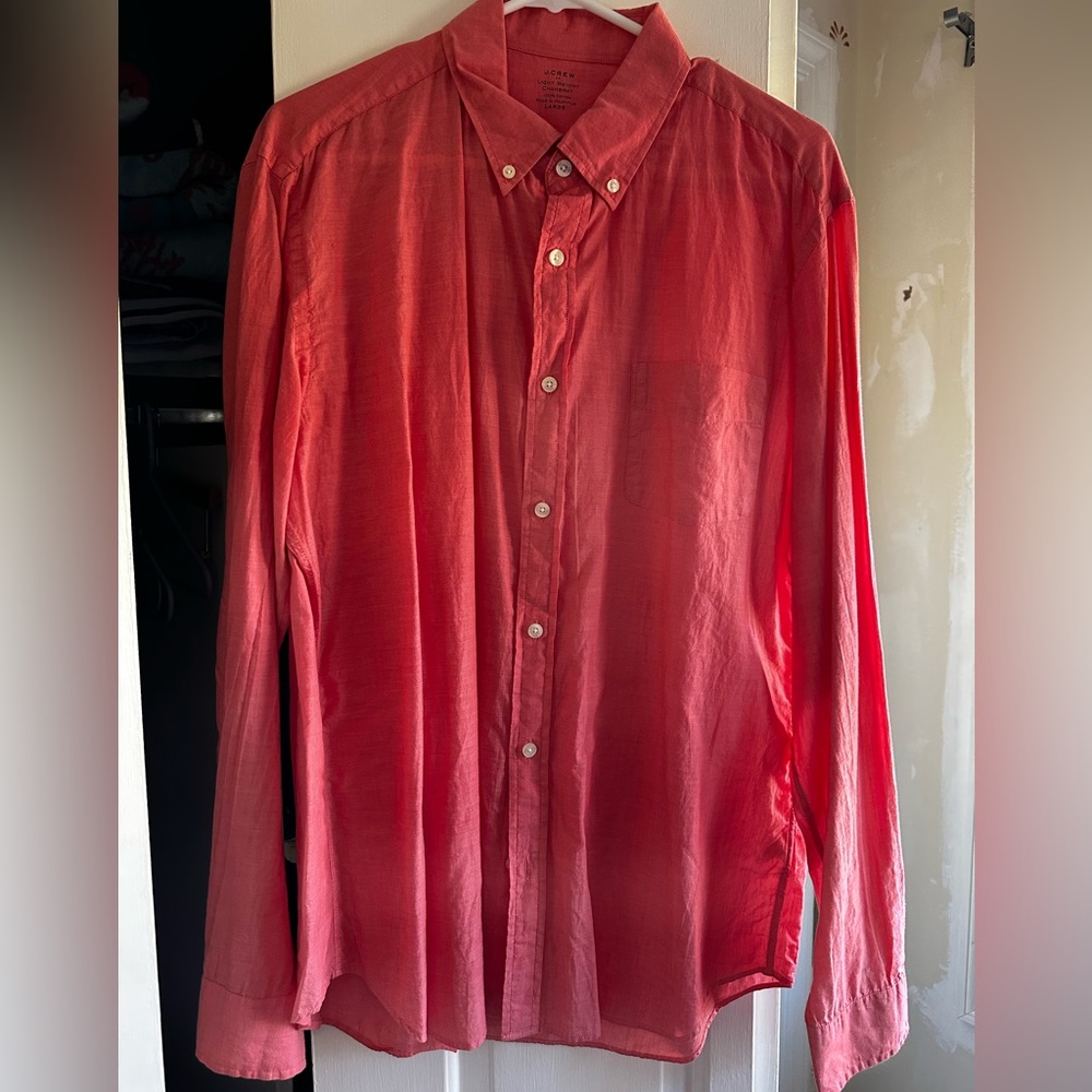 JCREW. Mens light weight chambray button up. Long sleeve.